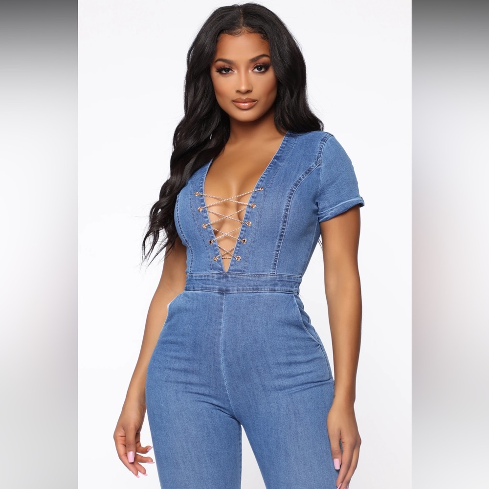Chained To Danger Denim Jumpsuit